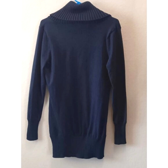 THE LIMITED Cowl Neck Pullover Tunic Sweater M Long Sleeve Navy Blue Y2K - Picture 2 of 10